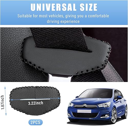 Miniatura 2 de Augeny 2 fundas de hebilla para cinturón de seguridad, de cuero antiarañazos, funda de clip silenciador para cinturón de seguridad, protector de