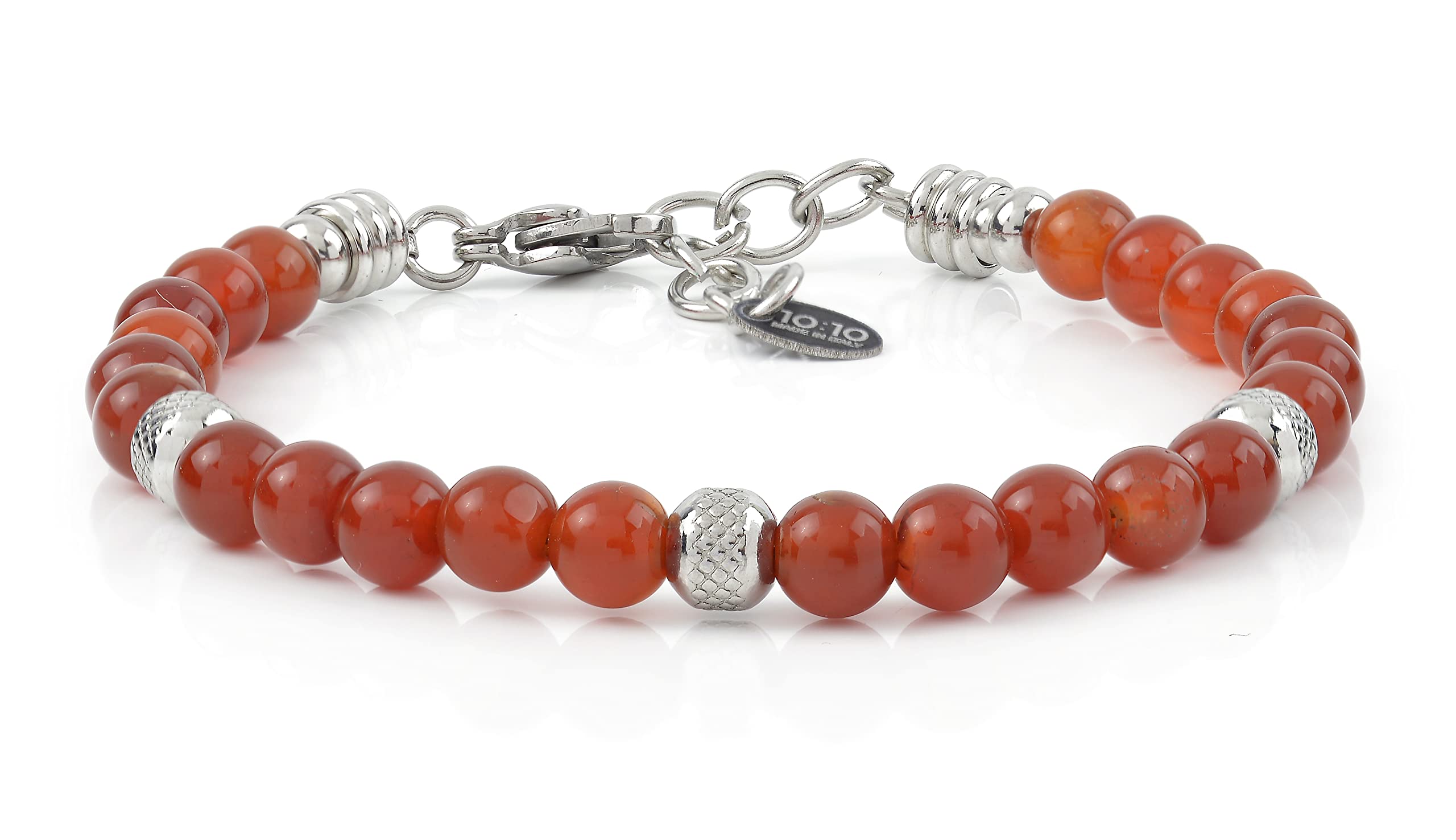 10:10 Set von 3 Edelstahl Armbänder und natürliche harte Steine, Herren Damen Armbänder bunte Perlen verstellbare Armbänder sehr langlebig Made In Italy…, Edelstahl Stein