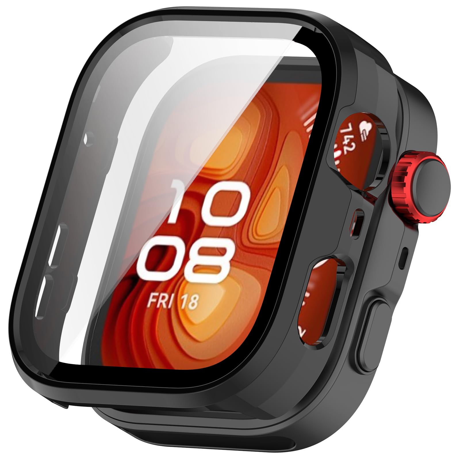 FTRONGRT Funda Compatible con Huawei Watch Fit 5 Pro, PC + PelÃcula Templada, Protección Todo Incluido Anti-Rasguños Estuche Protector. Negro