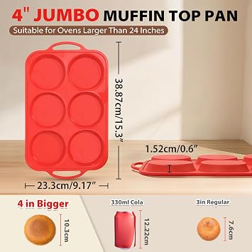 4 Inch Muffin Top Pan Non Stick with Metal Frame, Silicone Egg Molds