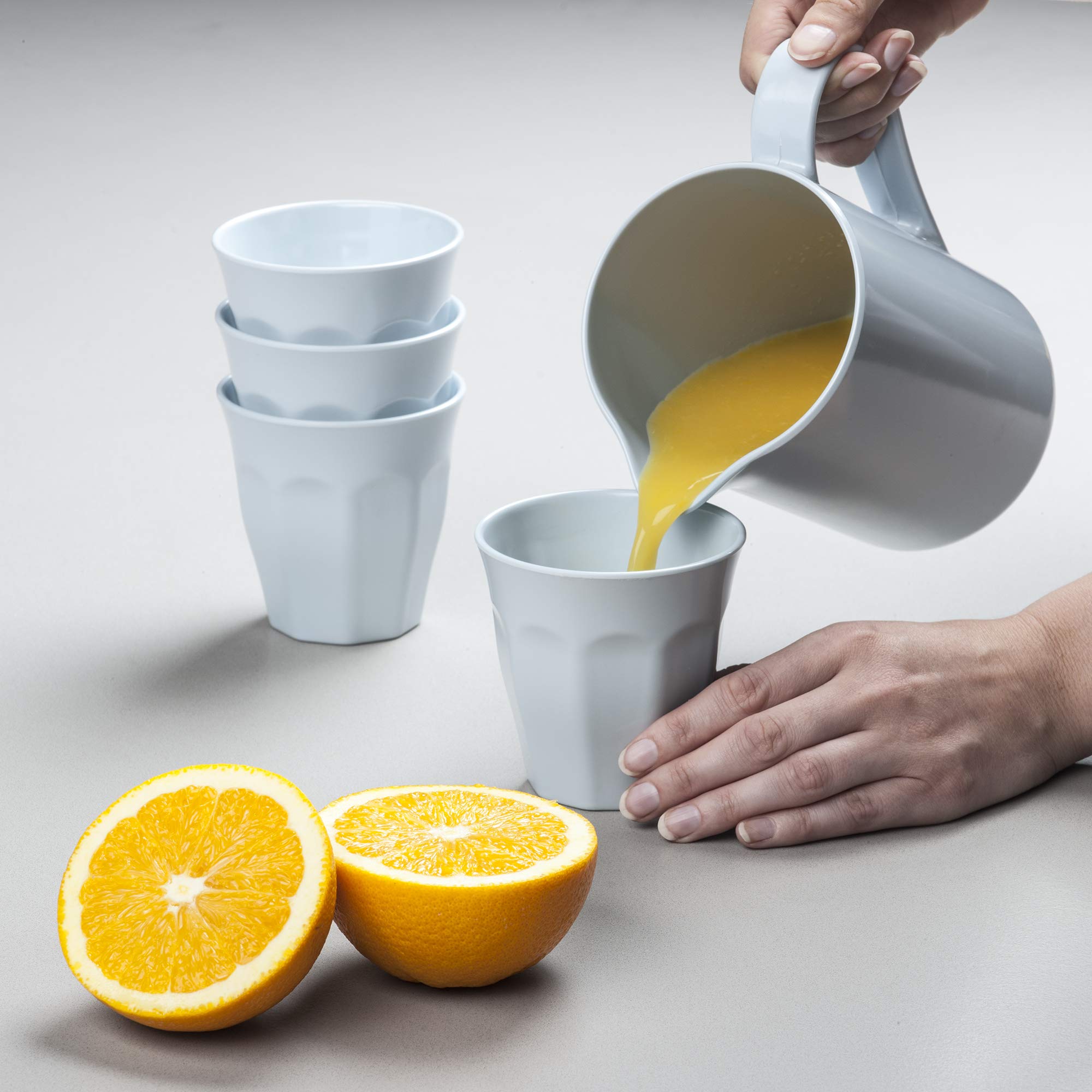 Zeal Melamine Set of 4 Americana Cups (200ml) and Pouring Jug (800ml) - Duck Egg Blue - Image 3