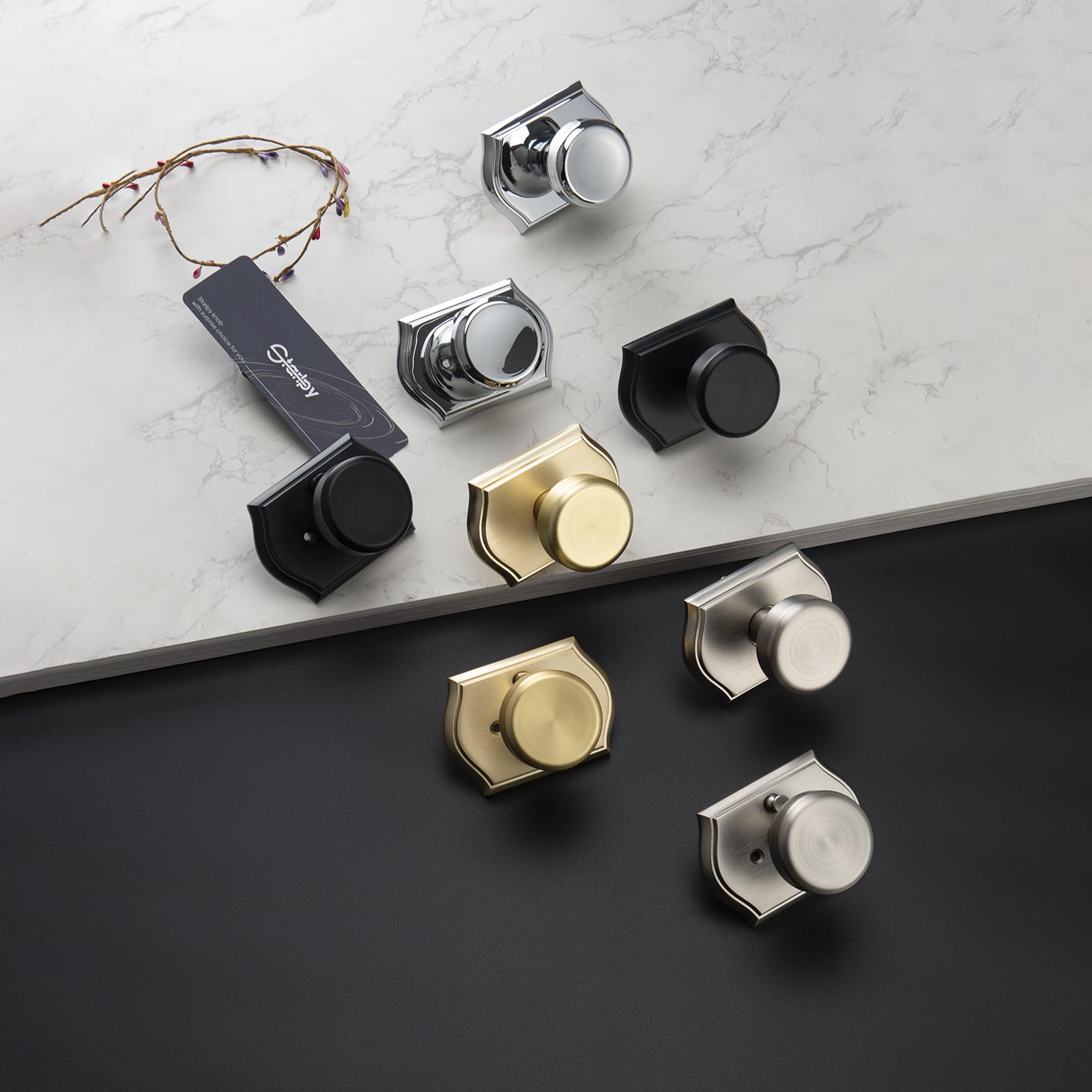 Black Privacy Door Knob with Push Lock - FREE SHIPPING -6