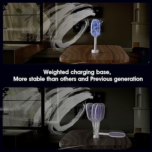 Miniatura 6 de Raqueta matamoscas eléctrico recargable 2 en 1, matamoscas para interiores y exteriores (paquete de 2, 1800 mAh)