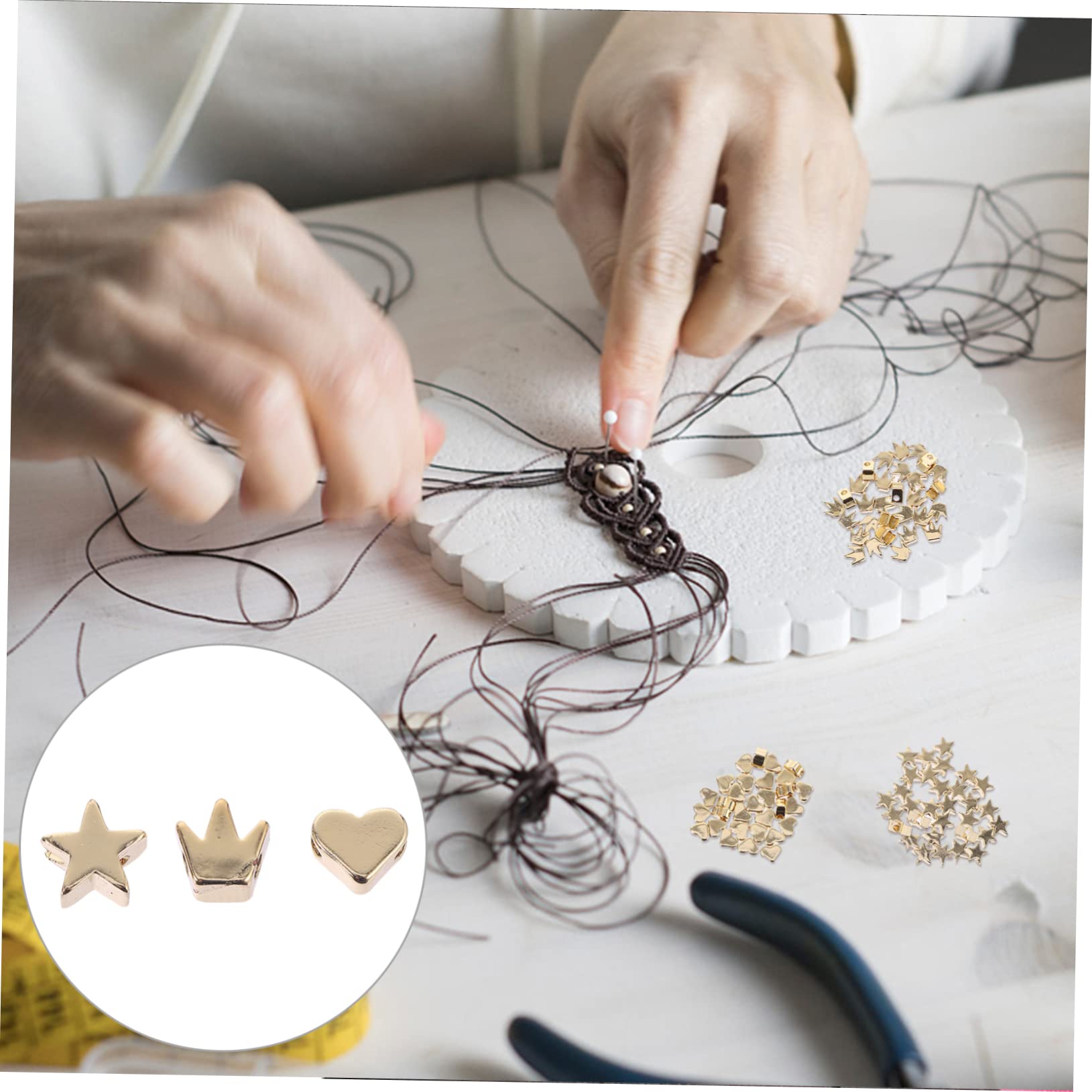 NUOBESTY 180stücke Spacer Perlen Für Schmuckherstellung Krone Herz Und Stern Armband Und Halskette Bastelmaterial Für Kreative Projekte Und Für Besondere Anlässe