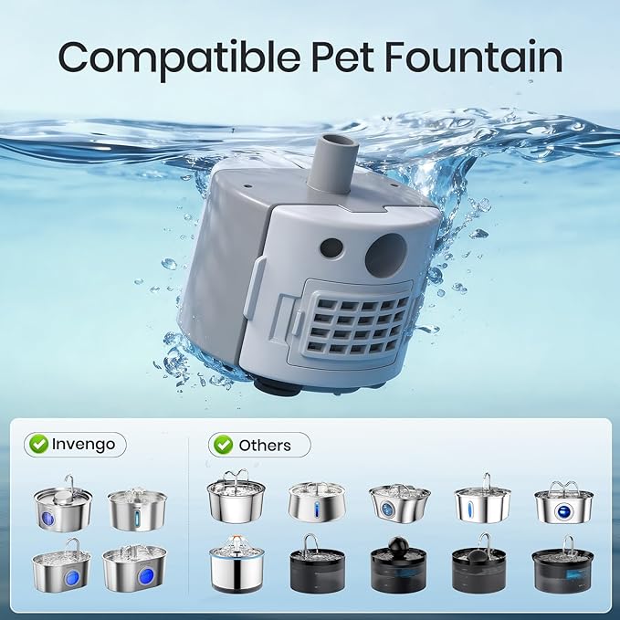 Bomba de agua de repuesto para fuente para gatos, plástico gris miniatura 3