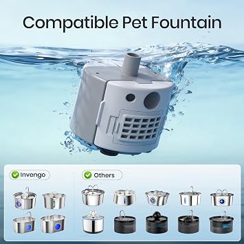 Large Round Plastic Water Pump for Cat Water Fountain, Easy-to-Clean Replacement Pump Compatible with Stainless Steel Cat Water Dispenser [Energy Class A]