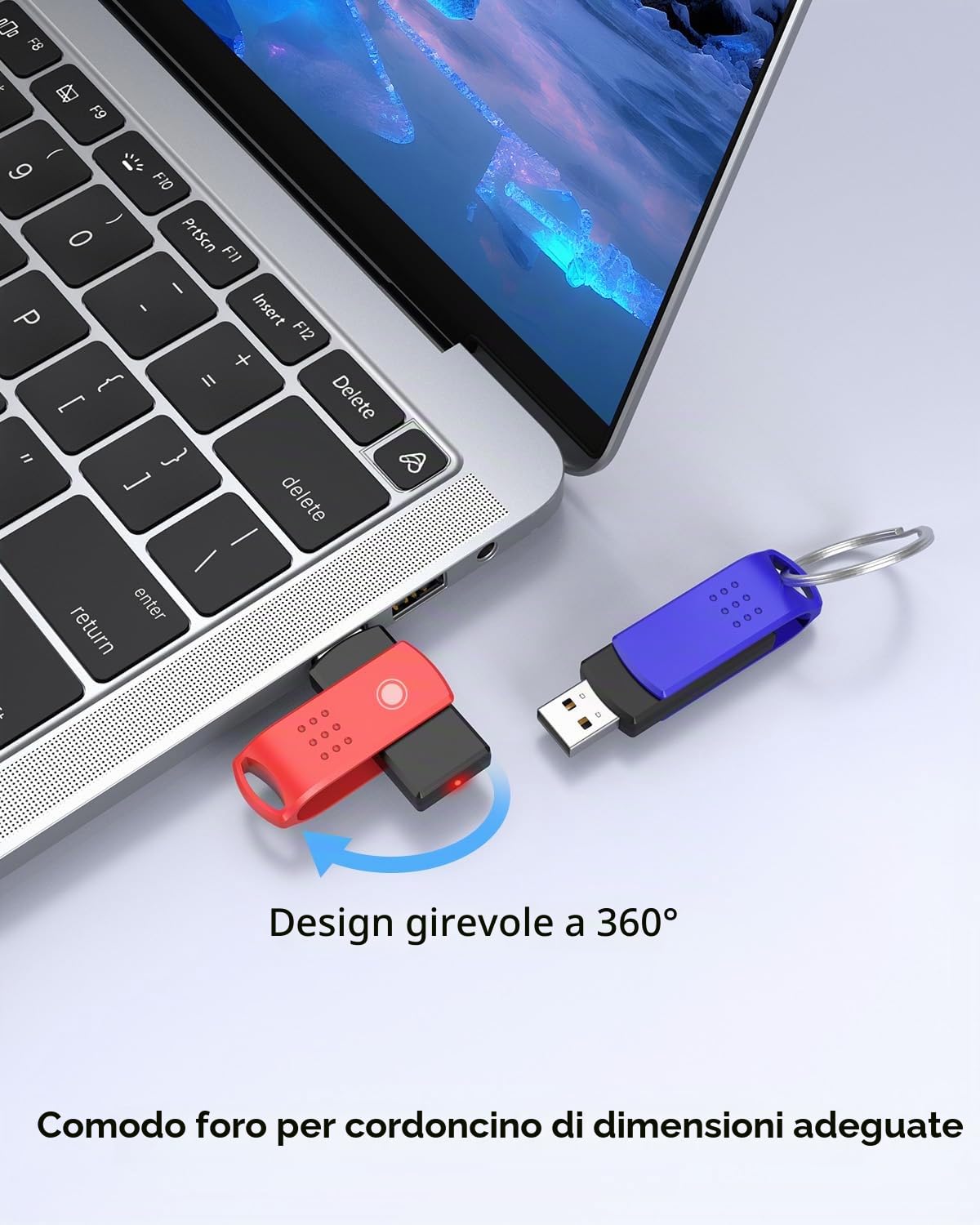 KEXIN Chiavetta USB 128GB 5 Pezzi Girevole Pendrive USB 2.0 128 GB Chiavette USB Unità Flash Memoria Stick per Archiviazione Dati