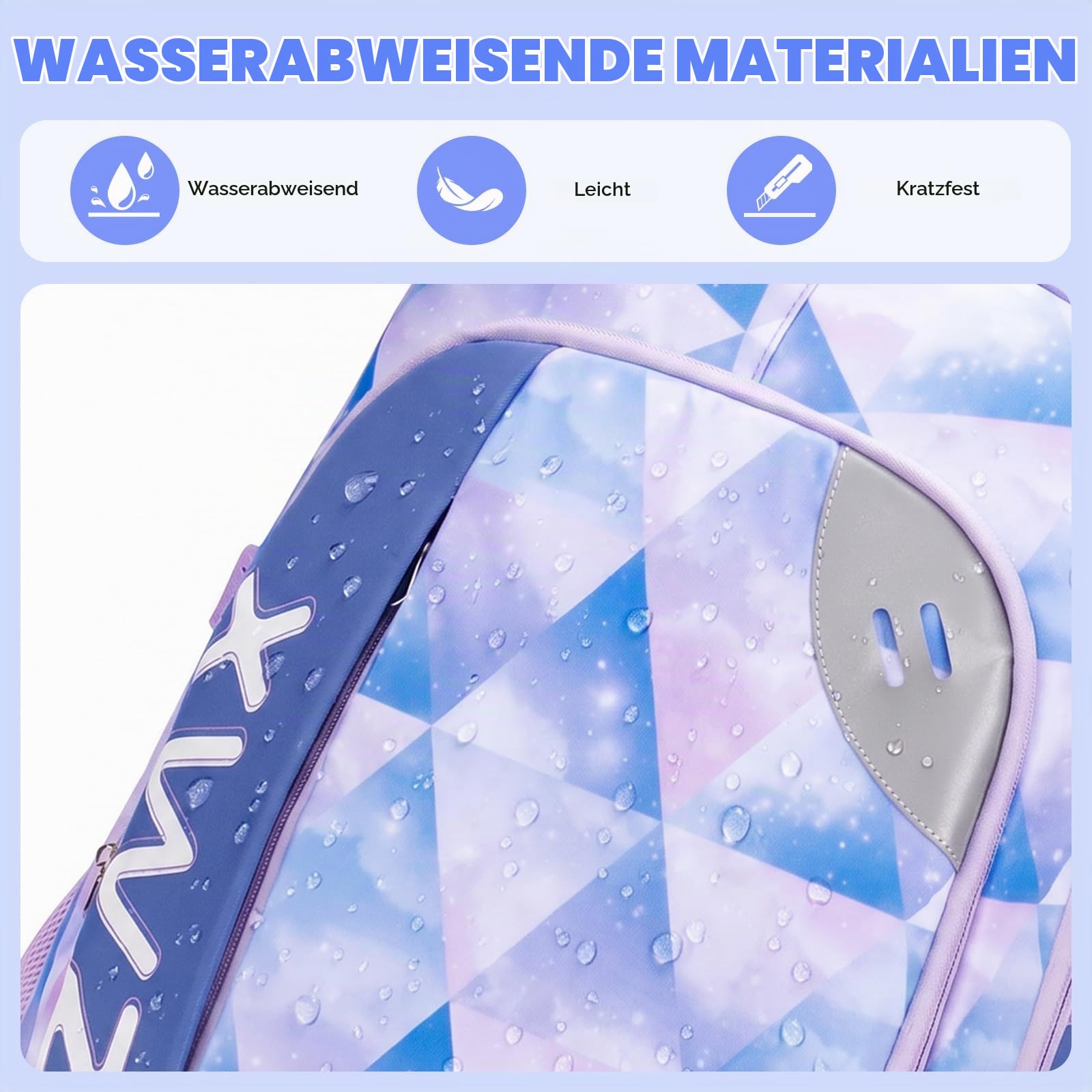 Amythe Schulrucksack Mädchen Teen 8-15 Jahre Groß Modern Robust, Hellblau | Wasserdicht Reflektierend Leicht Ergonomisch Hellblau Daypack Multitasche Geräumig für Schule Reisen Wandern Freizeit