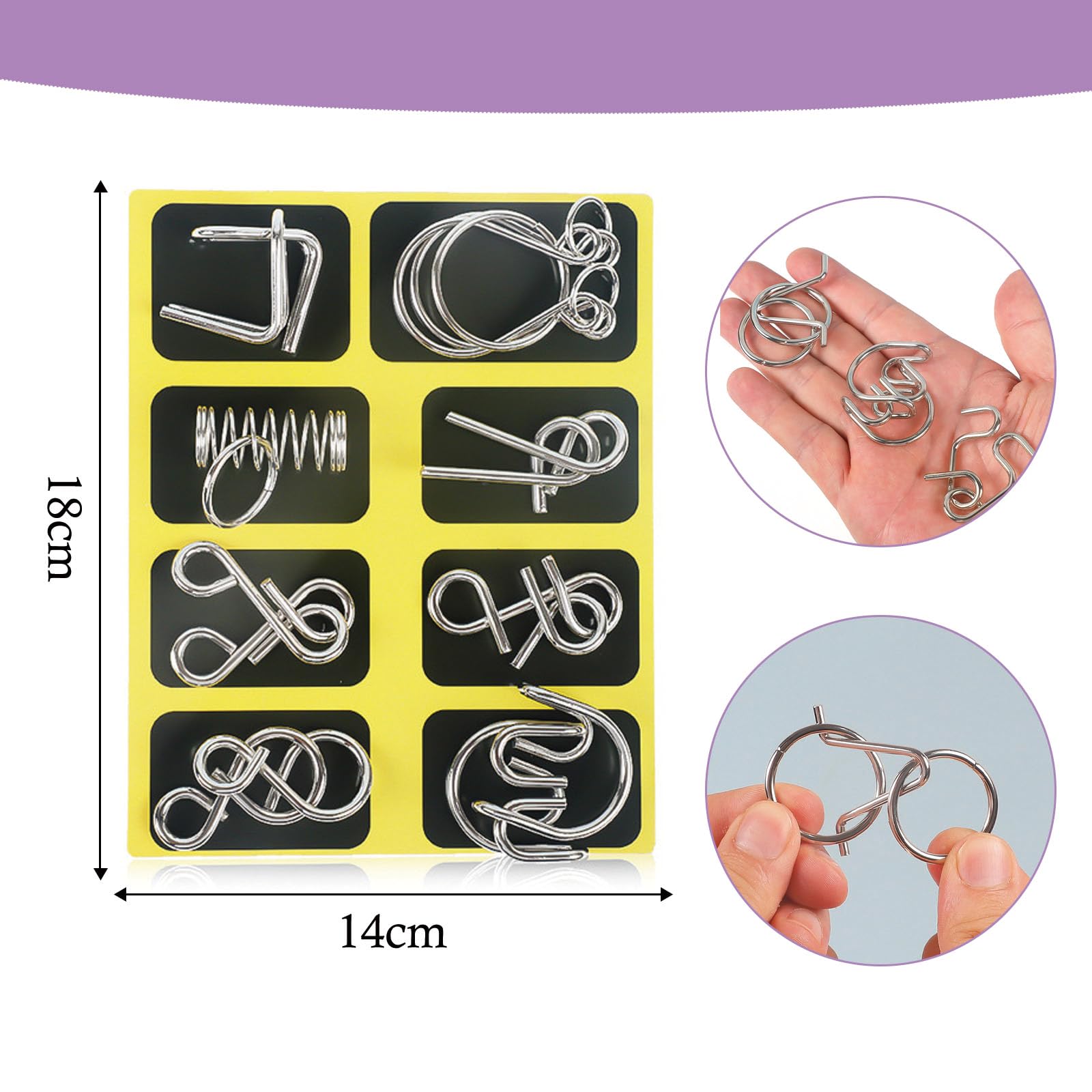 16 Pieces Metal Puzzles For Adults, Mini Metal Puzzles, Iq Metals Puzzle, Metals Puzzle Set, Suitable for Party Favor Kids Adults Challenge - Image 4