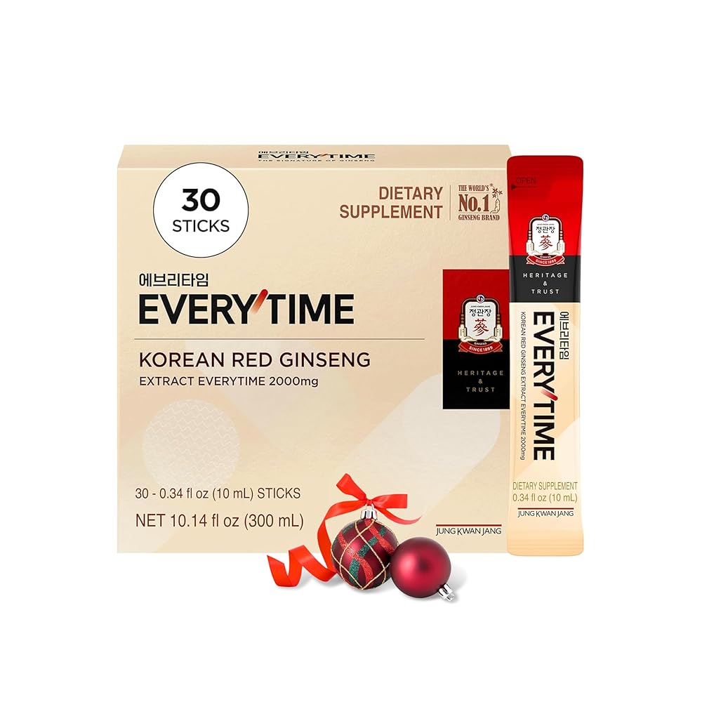 JUNG KWAN JANG Everytime Korean Red Ginseng Extract Stick 2,000mg Signature - Adaptogen Energy Drink, Liquid Stick Supplements with Propolis - Energy Boost & Immune Support, Caffeine Free (30 Sticks)