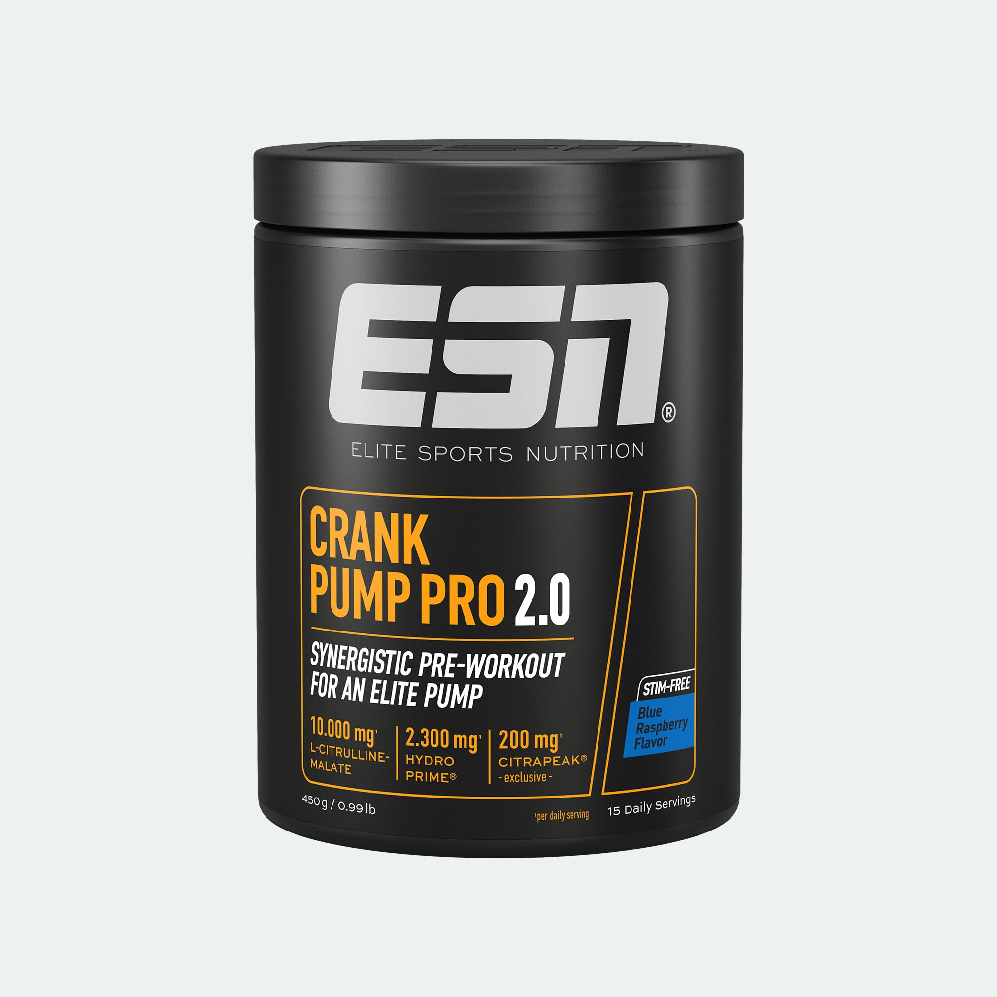 ESN Crank Pump Pro 2.0, Blue Raspberry, 450 g, Pre Workout Booster - made in Germany