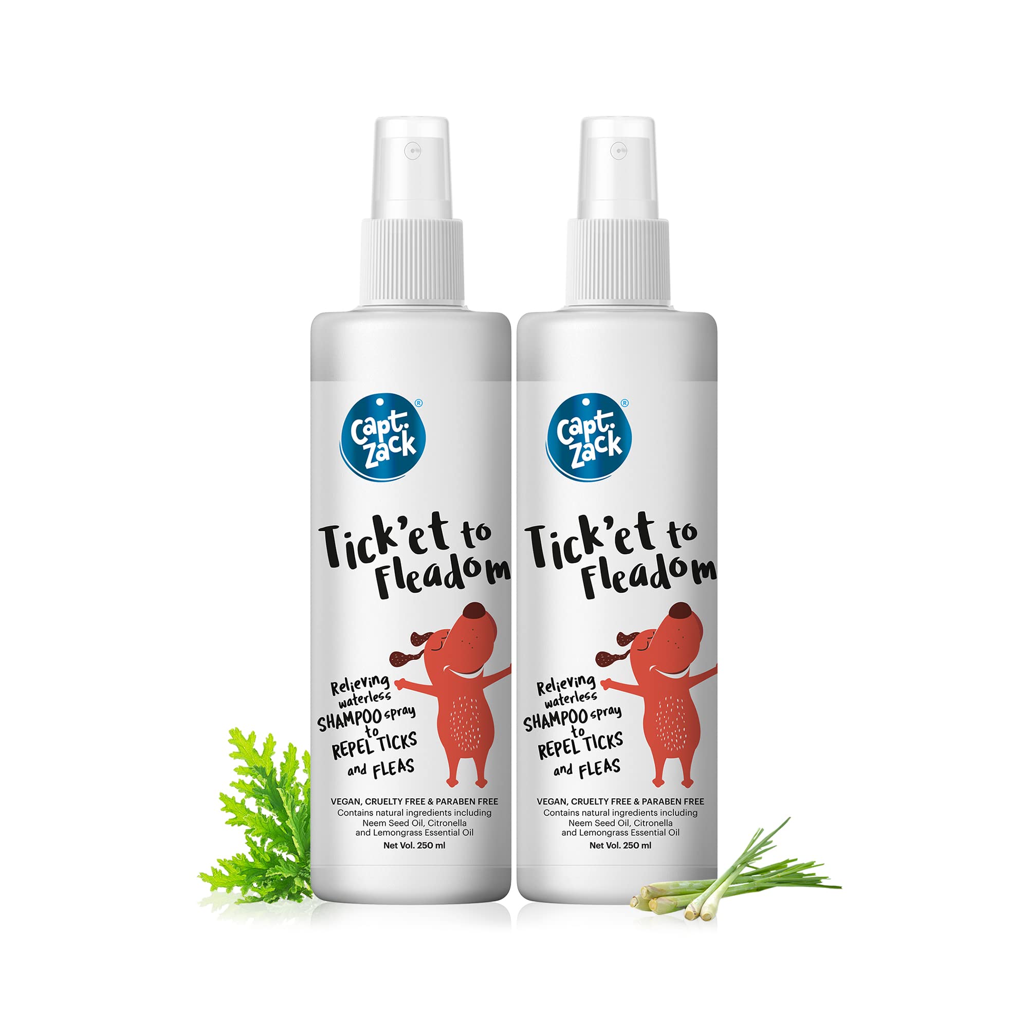 Captain Zack Dog Shampoo for All Breeds | Tick’et to Fleadom 500ml Dry Waterless Ticks 250ml | Pack of 2 | Repel Tick, Flea, Larvae & Lice, Easy to Use & Suitable for All Coat Types | Natural Actives (B099ZTQSMG) Amazon Price History, Amazon Price Tracker