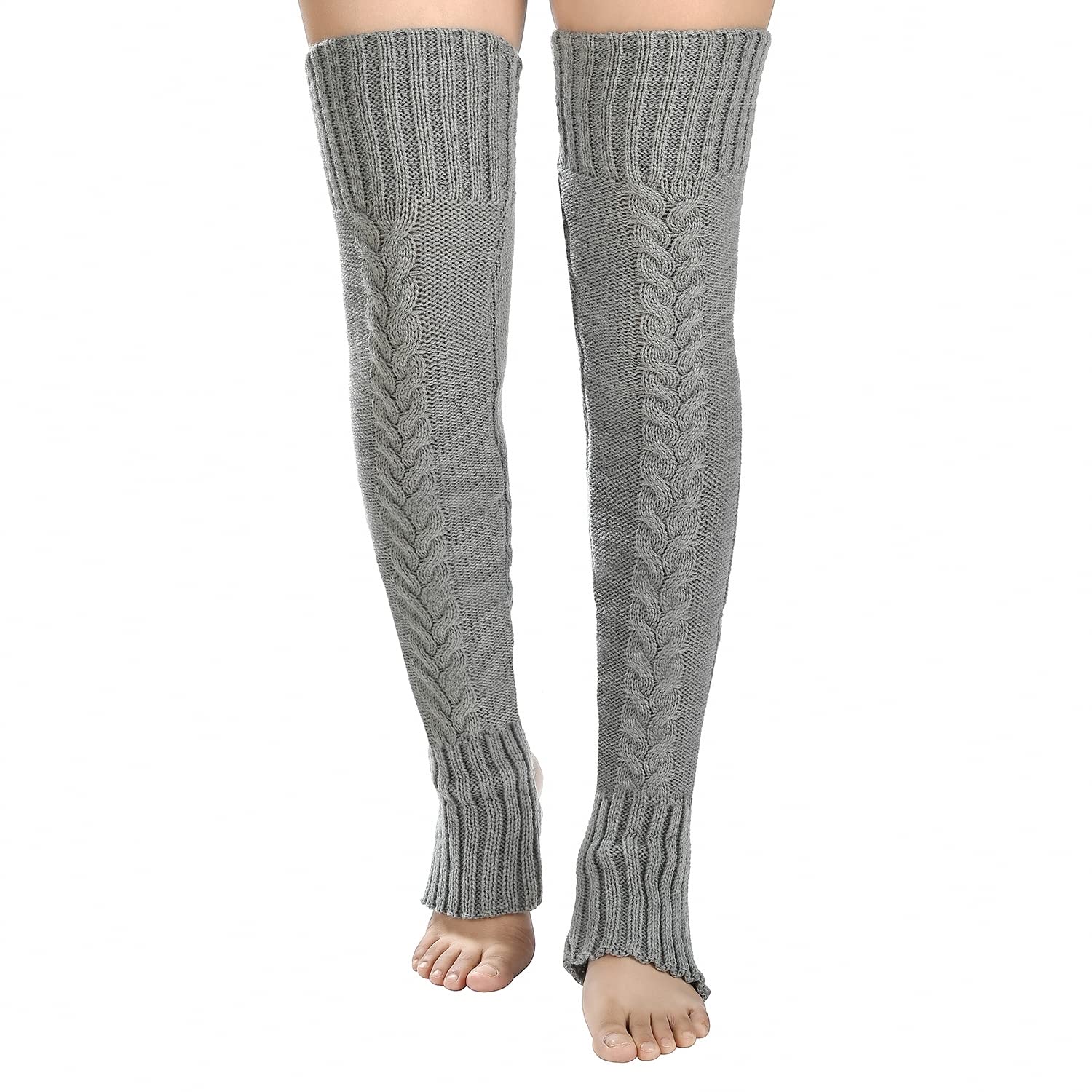SherryDCWomen's Cable Knit Thigh High Boot Socks Extra Long Winter Stockings Leg Warmers