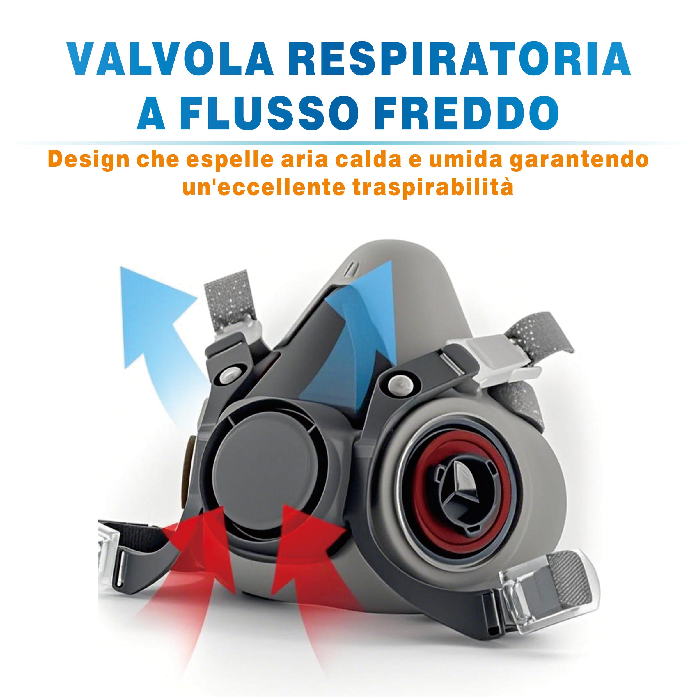 Maschera Antigas Con Filtro,Riutilizzabile Maschera Antipolvere Con Occhiali Protettivi Semifacciale Per La Protezione Sul Lavoro Falegnameria,Saldatura E Lucidatura