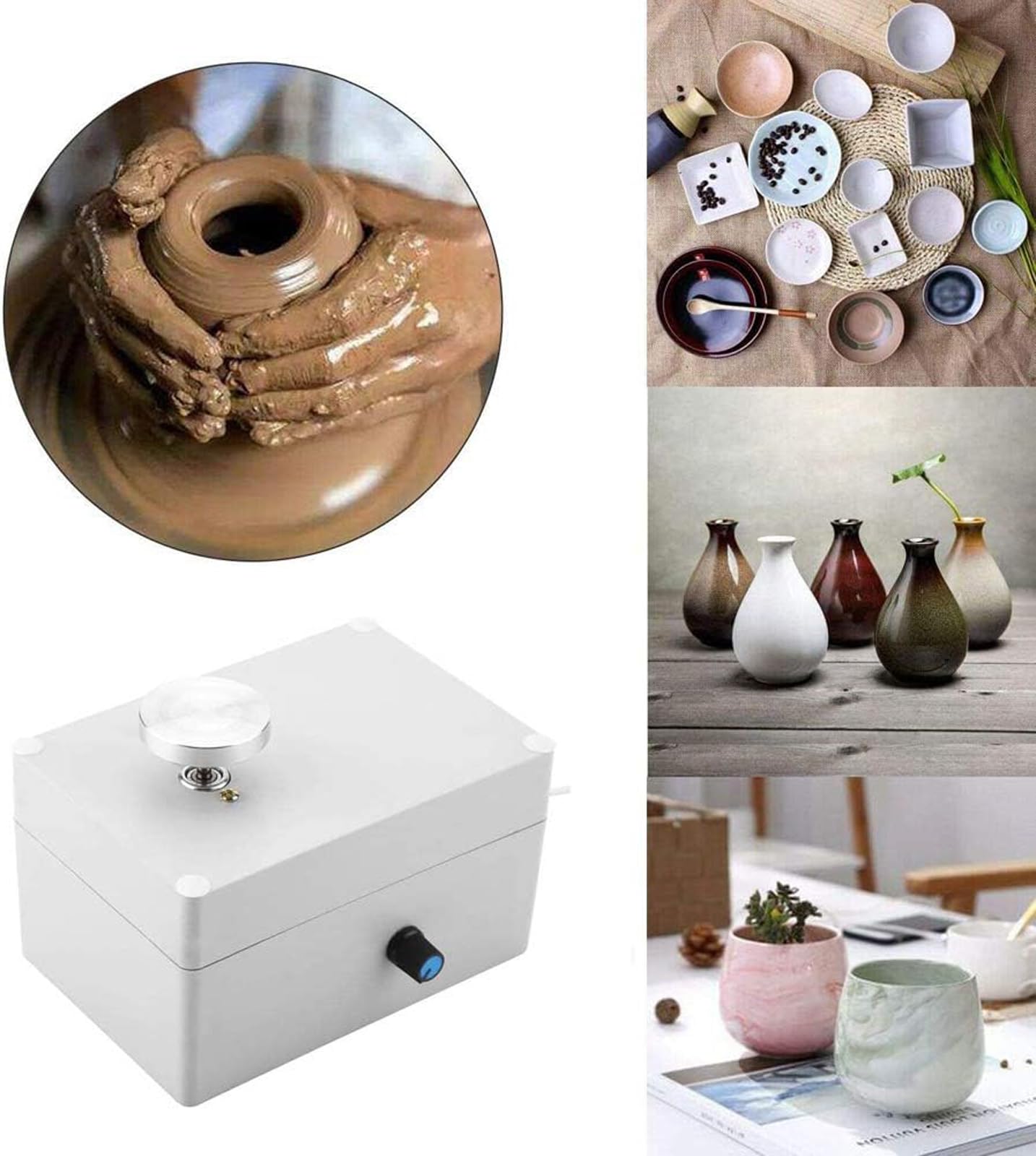 CUSMA Macchina per Ceramica, Ruota per Ceramica USB da 2000 Giri/Min Mini Argilla Che Produce Artigianato in Ceramica Fai-da-Te per L'insegnamento Scolastico, Bar in Ceramica O Uso Domestico