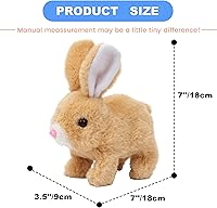 Vista 2 de Conejito de peluche de peluche, juguete electrónico interactivo para mascotas, conejo de peluche realista (marrón)