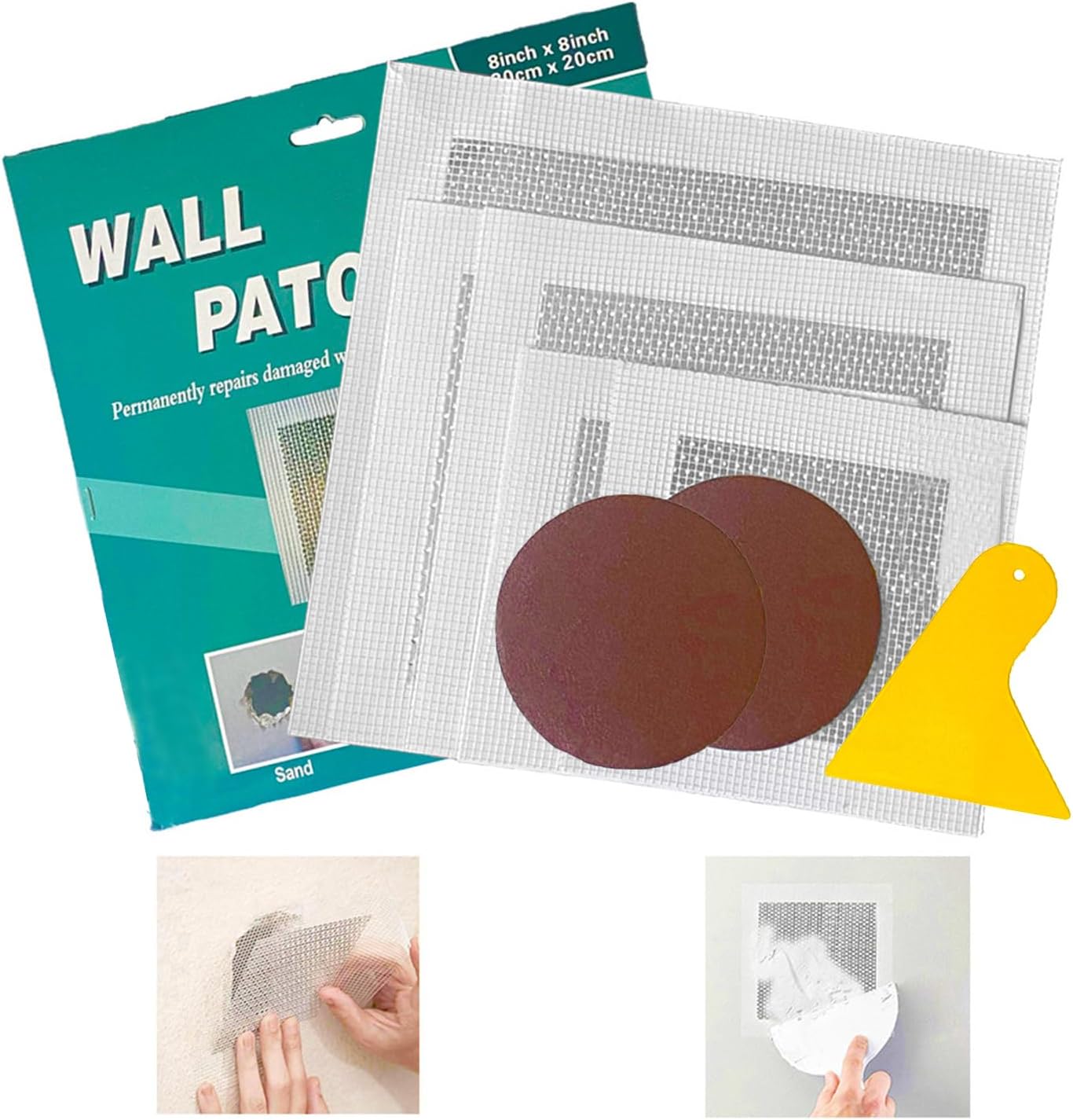 Drywall Patch Kit, 12 Pcs Aluminum Drywall Repair Kit For Holes, 2/4/6/8 Inch Self Adhesive Fiberglass Wall Hole Patch Kit For Drywall, Sheet Rock, Aluminum Metal Sheetrock Ceiling Dry Wall Patch - View #12