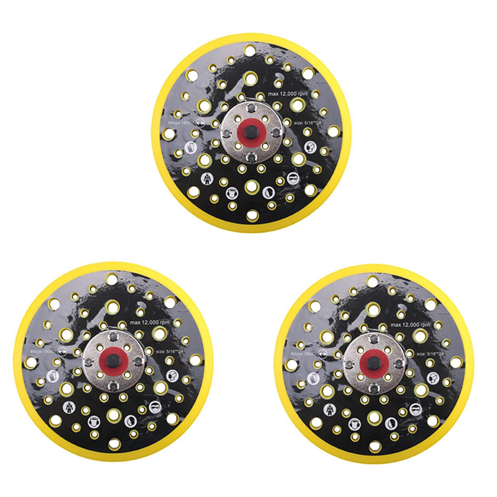 Bloepum 3X 150mm 5/16 Thread 52 Hole Medium Density Random Orbital Sander Hook & Loop Backing Pad Compatible with CEROS