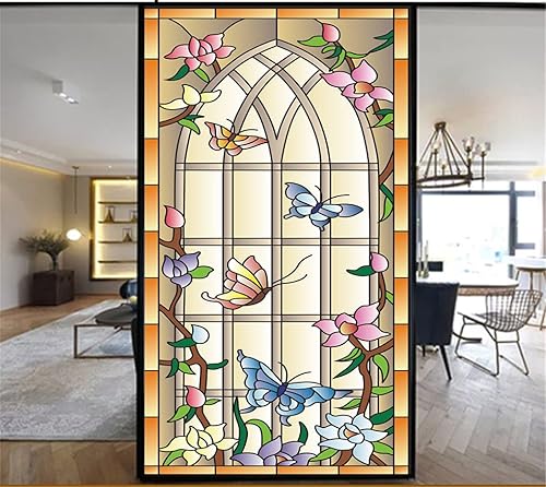 Miniatura 6 de Lámina decorativa para ventana, privacidad, pintura de bosque, adhesivos estáticos para ventanas, sin pegamento, cubiertas esmeriladas para ventanas