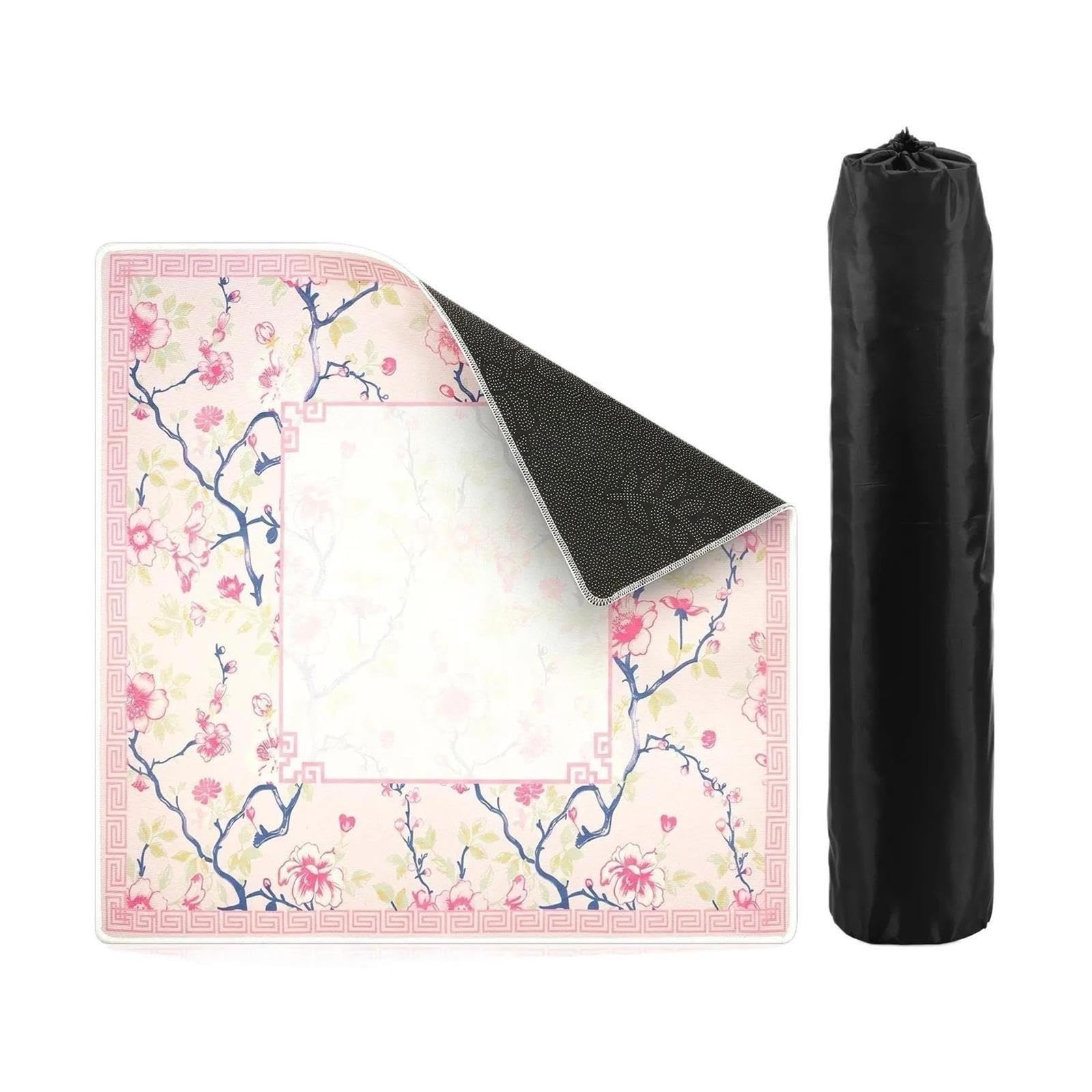 Tappeto Mahjong Tappetino da tavolo Mahjong Carte poker Nove gioco in gomma antiscivolo(Pink)