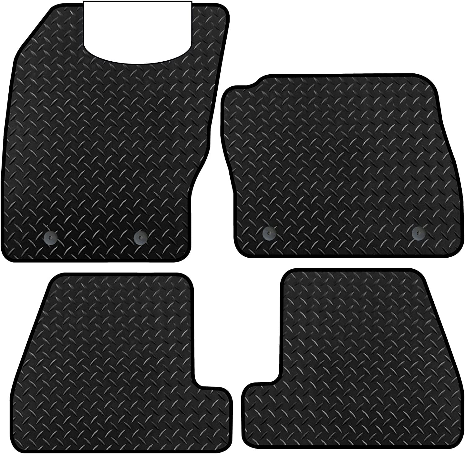 BCMCar Mats - Compatible with Ford Focus March 2015-2018 - Car Floor Mat - 3MM Rubber - Fully Tailored - Anti-Slip Backing - Black Trimming - 4 Piece Non-Slip Mat