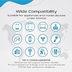 Ceptics 70W World International Travel Plug Adapter - Powerful GaN Tech with Pd & QC 3.0 Dual 3X USB-C Power - 2 USB Ports Wall Charger Type I C G A Outlets 110V 220V A/C - EU Euro US UK (70-KU)