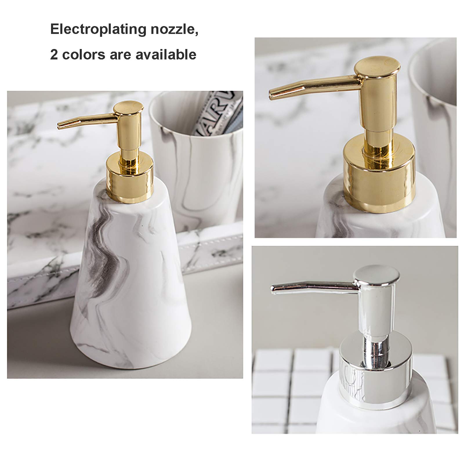 Ensemble d'accessoires de salle de bain en marbre/ensemble d'articles de toilette décor - Beige Ensemble d'accessoires de salle de bain en marbre/ensemble d'articles de toilette décor - Beige
