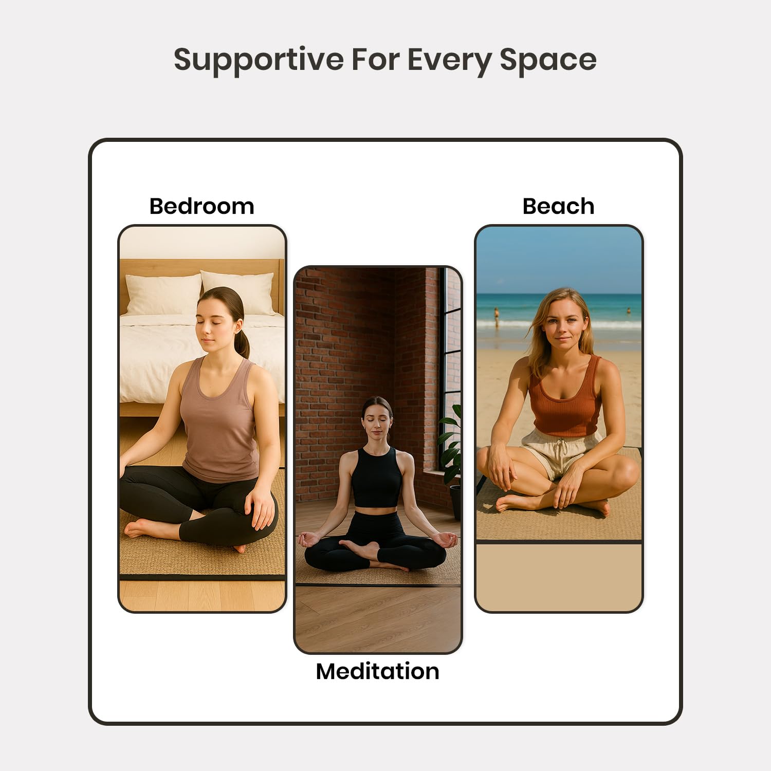 LFH Home handgefertigte Stroh-Yogamatte für Training, Fitness, perfekte schwere Qualität, umweltfreundlich, natürliches Stroh, wendbar, Yogamatte für Damen und Herren, 183 x 61 cm