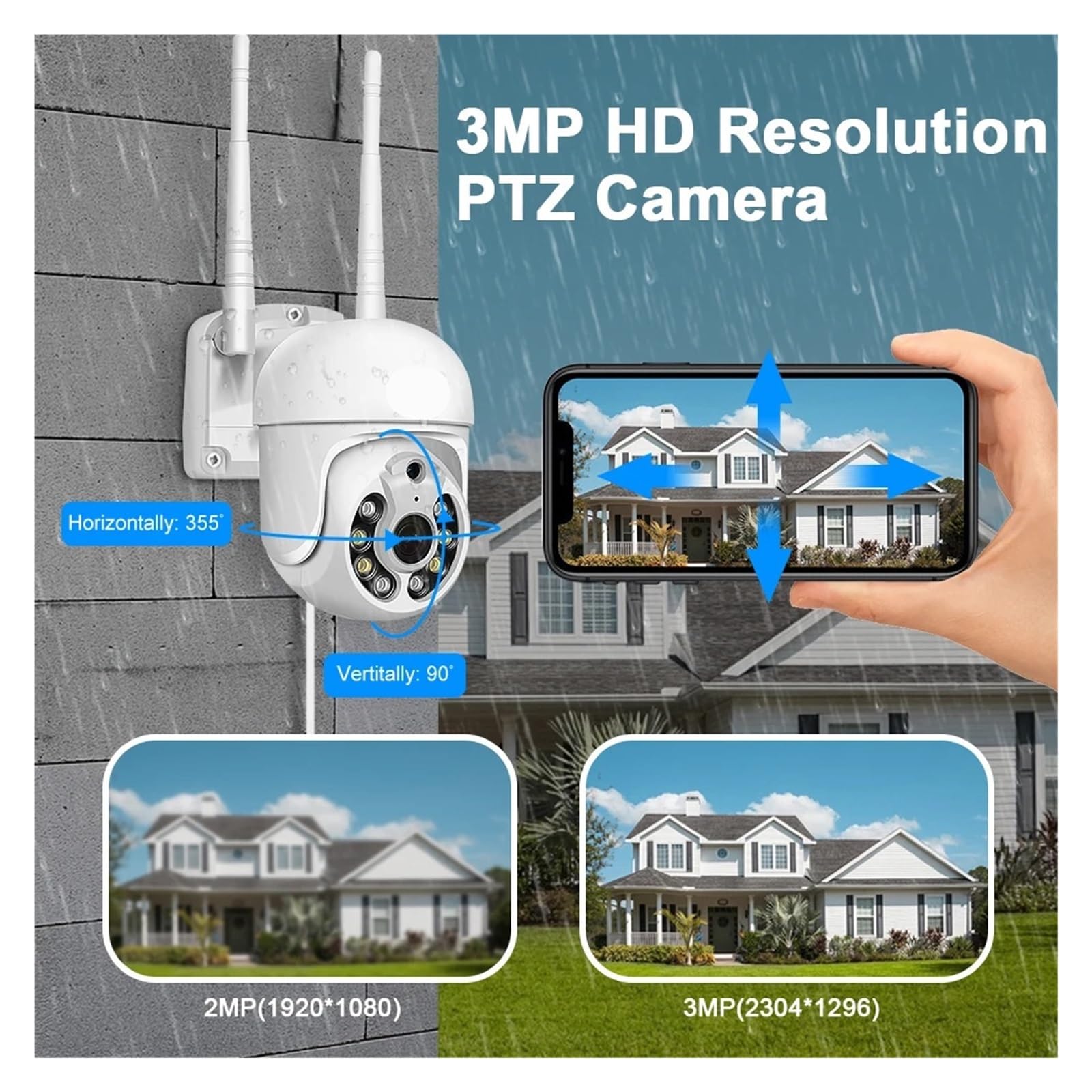 Telecamera di sicurezza esterna PTZ WiFi da 5 MP