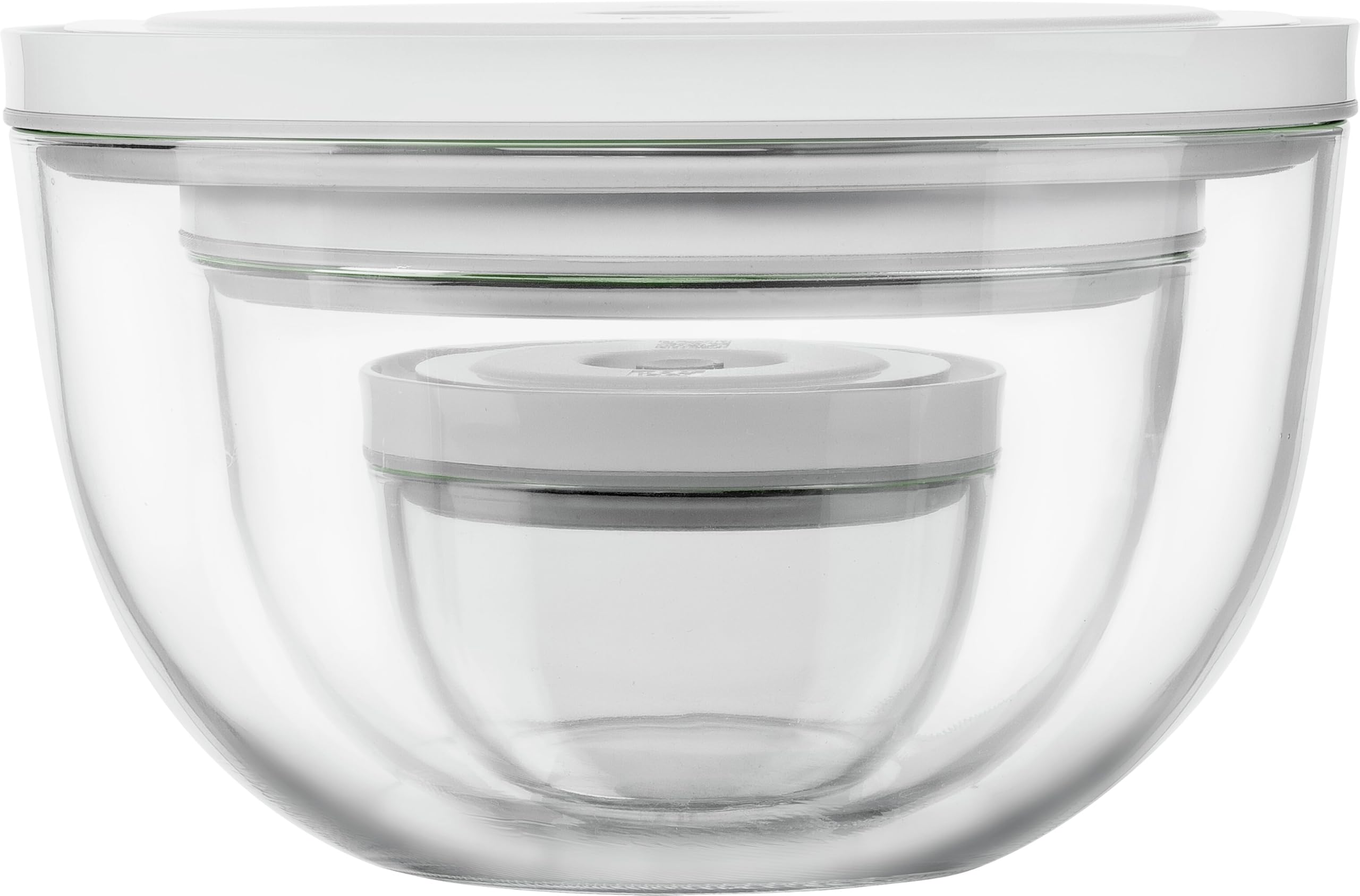 ZWILLING Fresh & Save BOWLS Vakuumschüssel Set 6tlg, S-12 cm, M-18 cm, L-24 cm, Glas, Grau