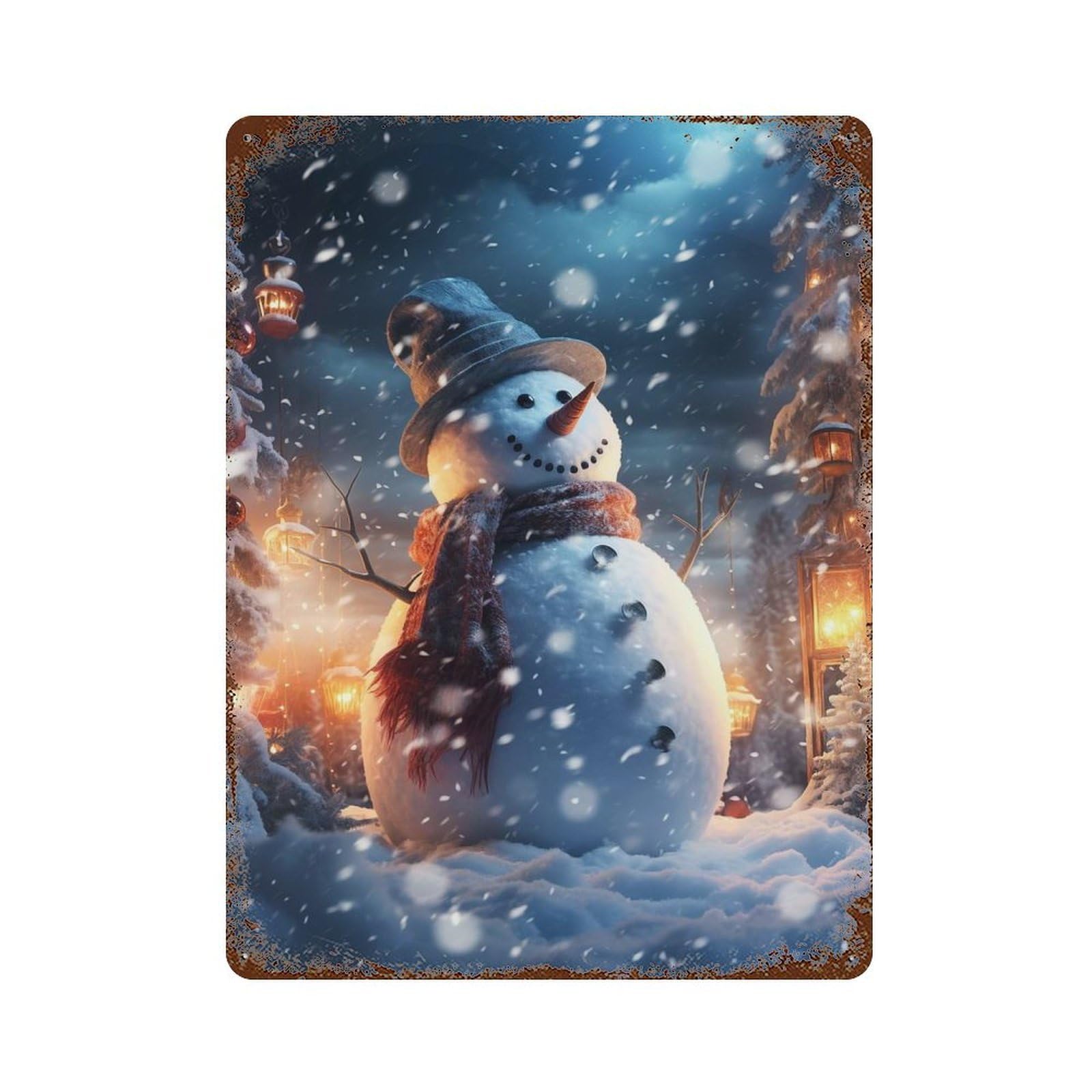 Frosty Snowman 15.7"x11.8" Retro Metal Sign, Industrial Home Decor for Office, Studio And Wall Decor