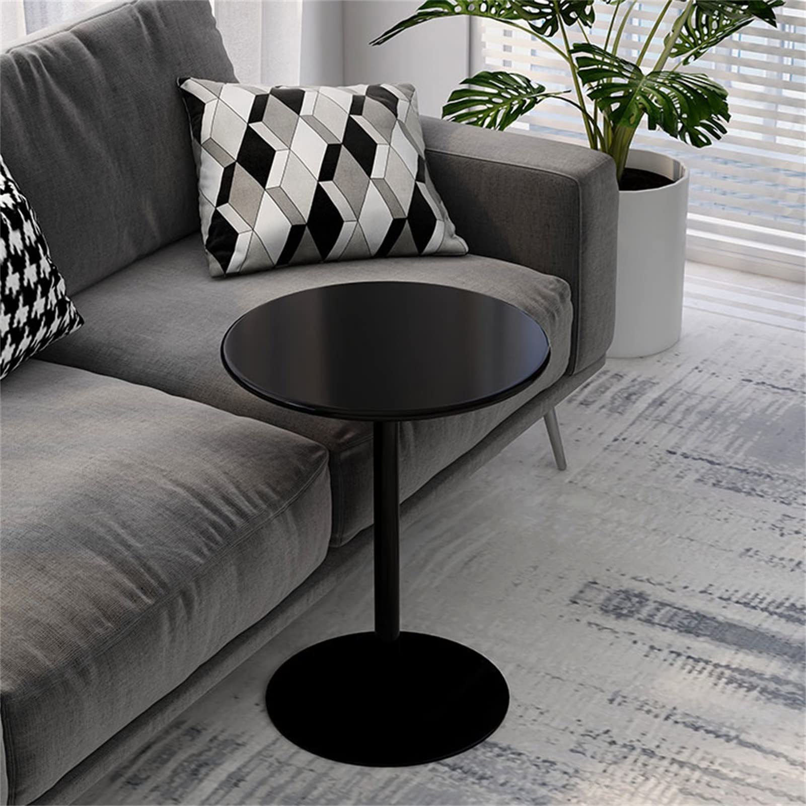 Metalowy stolik bistro do użytku wewnątrz i na zewnątrz, okrągły, koktajlowy, do salonu, patio, balkonu, średnica 48 cm, wysokość 72 cm (czarny)