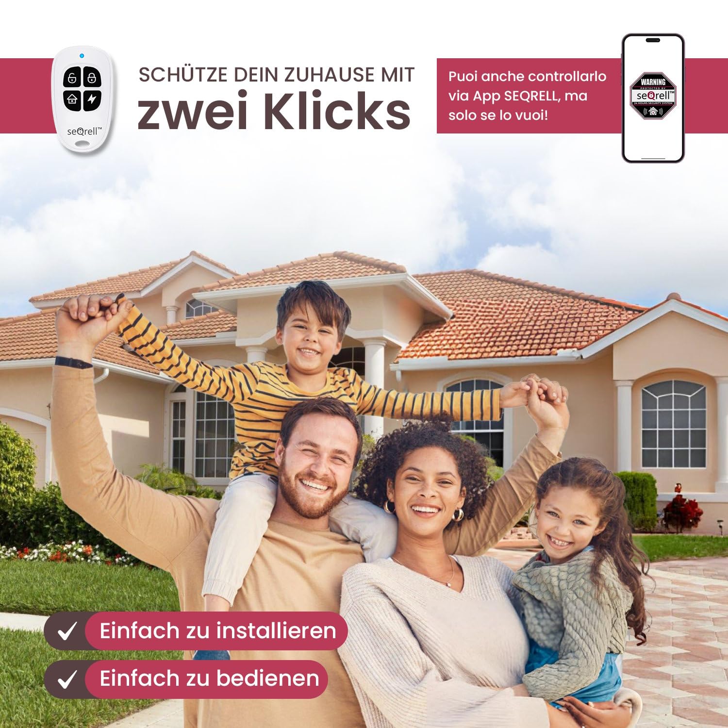 Funk Alarmanlage Haus WLAN und GSM 4G mit 4.3 Zoll Touchscreen und 1500 mAh Akku, Einbruch Alarm mit Tuya Smart Life App, Funk Alarmanlagen Set, Alexa, SQ4324C