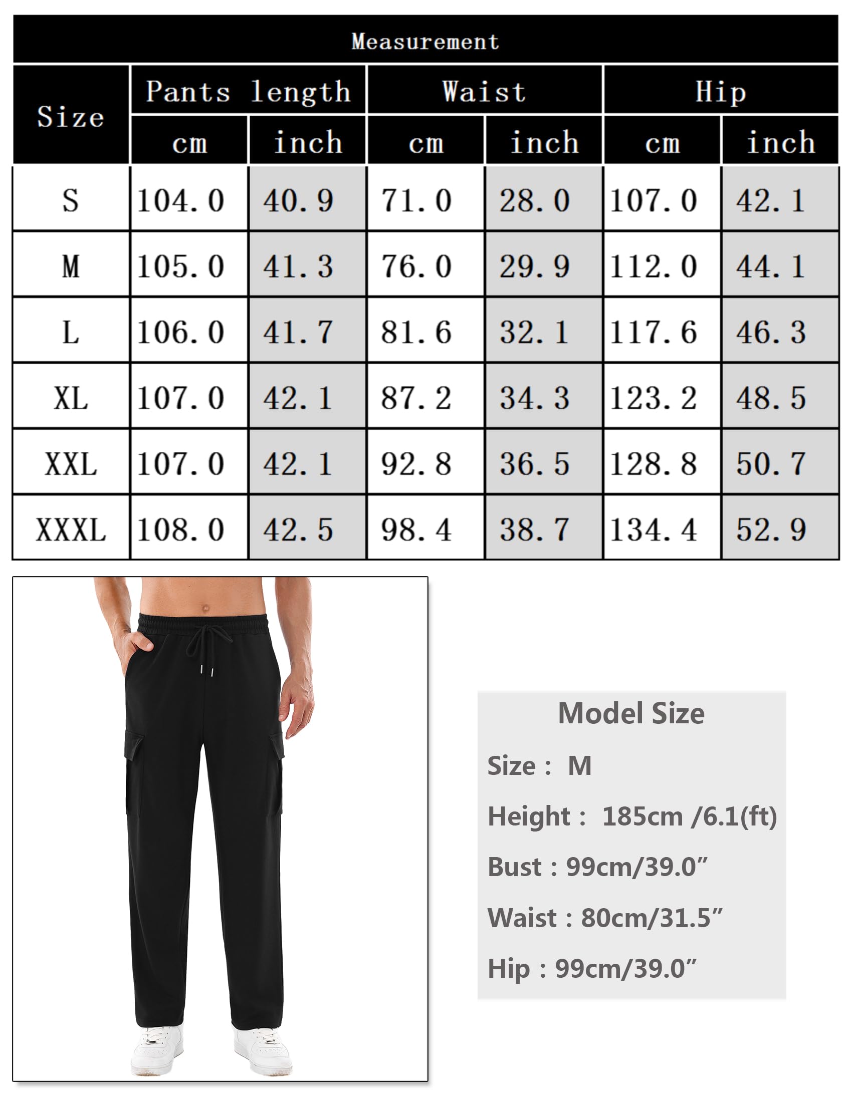 Pantalones de Chándal para Hombre Casuales Algodón Pantalon Largo Talla Grande Cargo Pantalones con Ajustable Cordón Pantalones Deportivos con Bolsillos