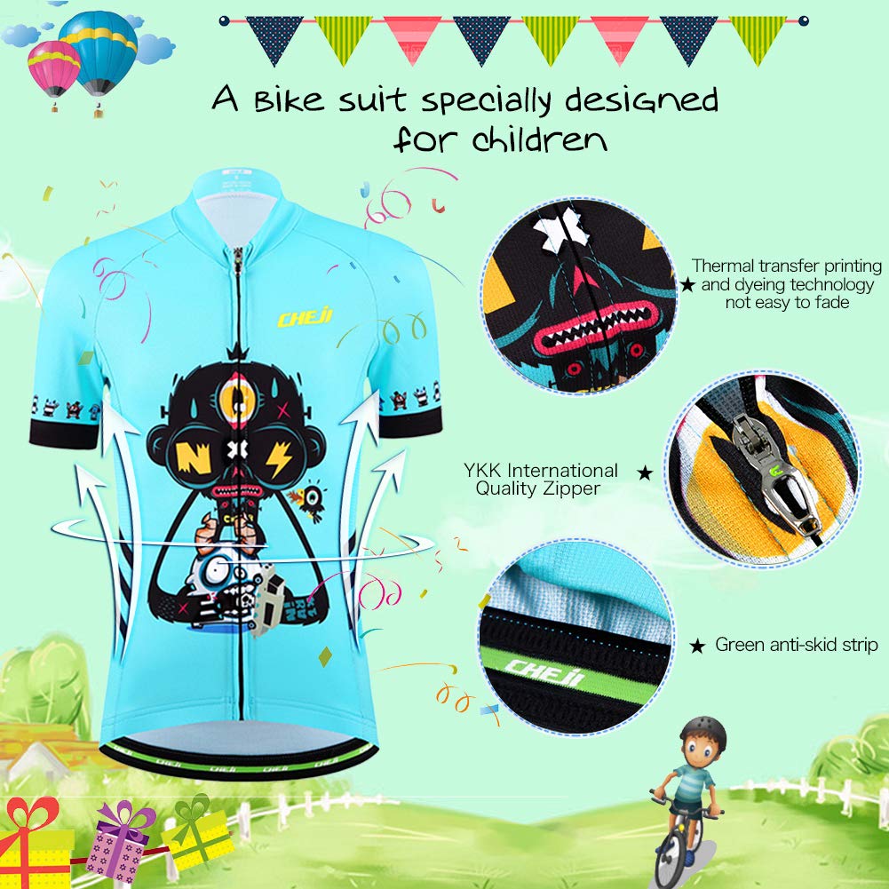 Set da Ciclismo per Bambino, con Maglietta a Manica Corta e Pantaloncini con Seduta Imbottita, Bambini