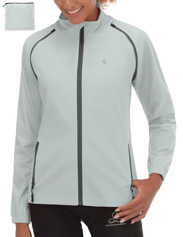 Little Donkey Andy Women's Quick-Dry Running Jacket Convertible UPF 50+ Cycling Jacket Windbreaker with Removable Sleeves Light Gray Size XS by Little Donkey Andy - Image 2