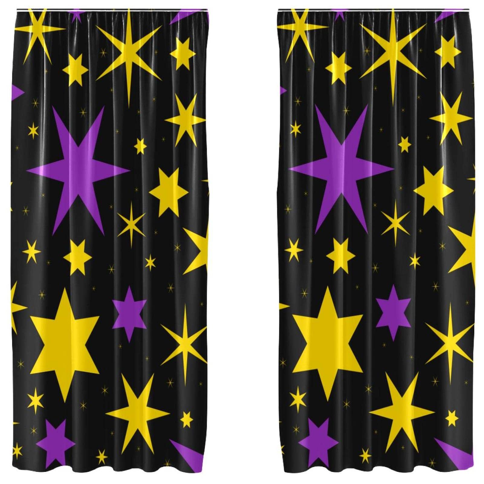 Rideaux occultants violets et dorés Halloweenmagic 140x213 cm à motif étoiles