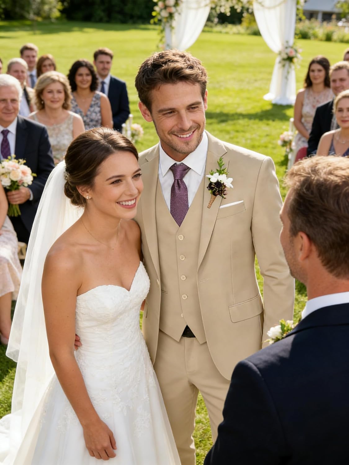 Mens 3 Piece Slim Fit Suit Set, 2 Button Solid Blazer Jacket Vest Pants Suits for Men Prom Wedding Party Business Tuxedo - Image 4