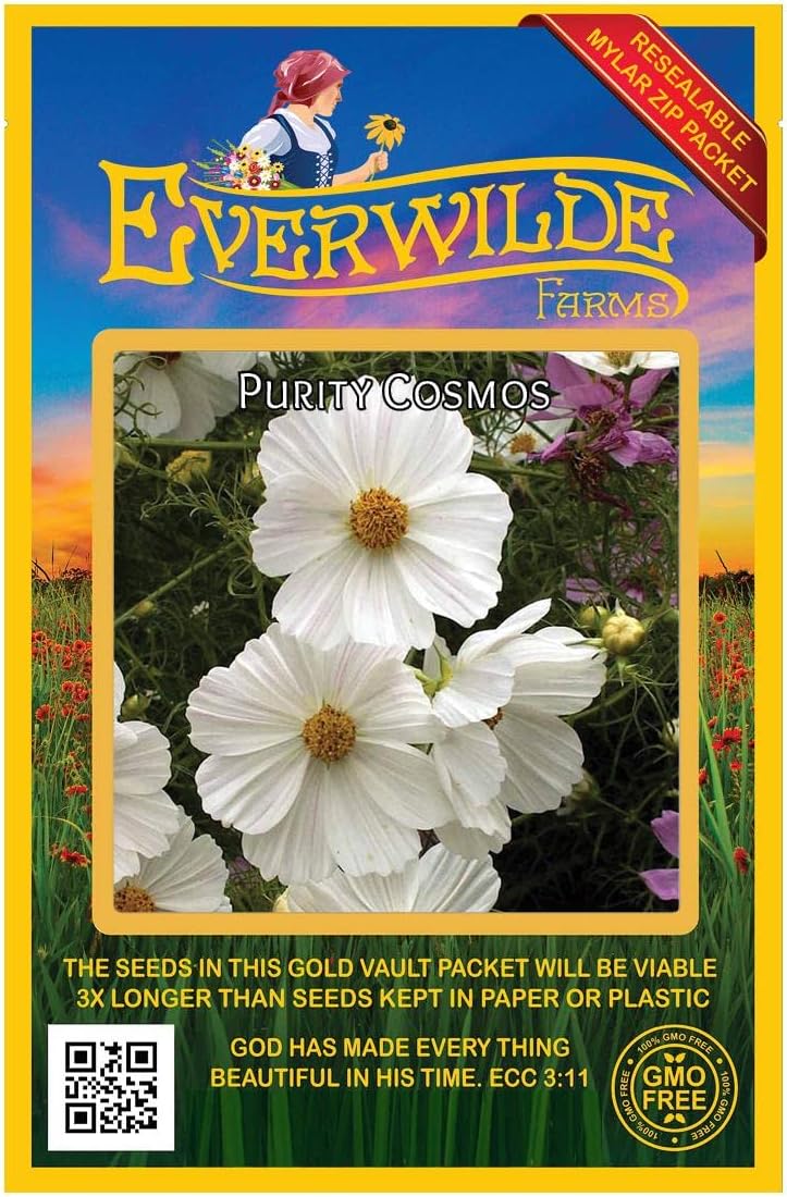Everwilde Farms - 1 Lb Purity Cosmos Wildflower Seeds - Gold Vault