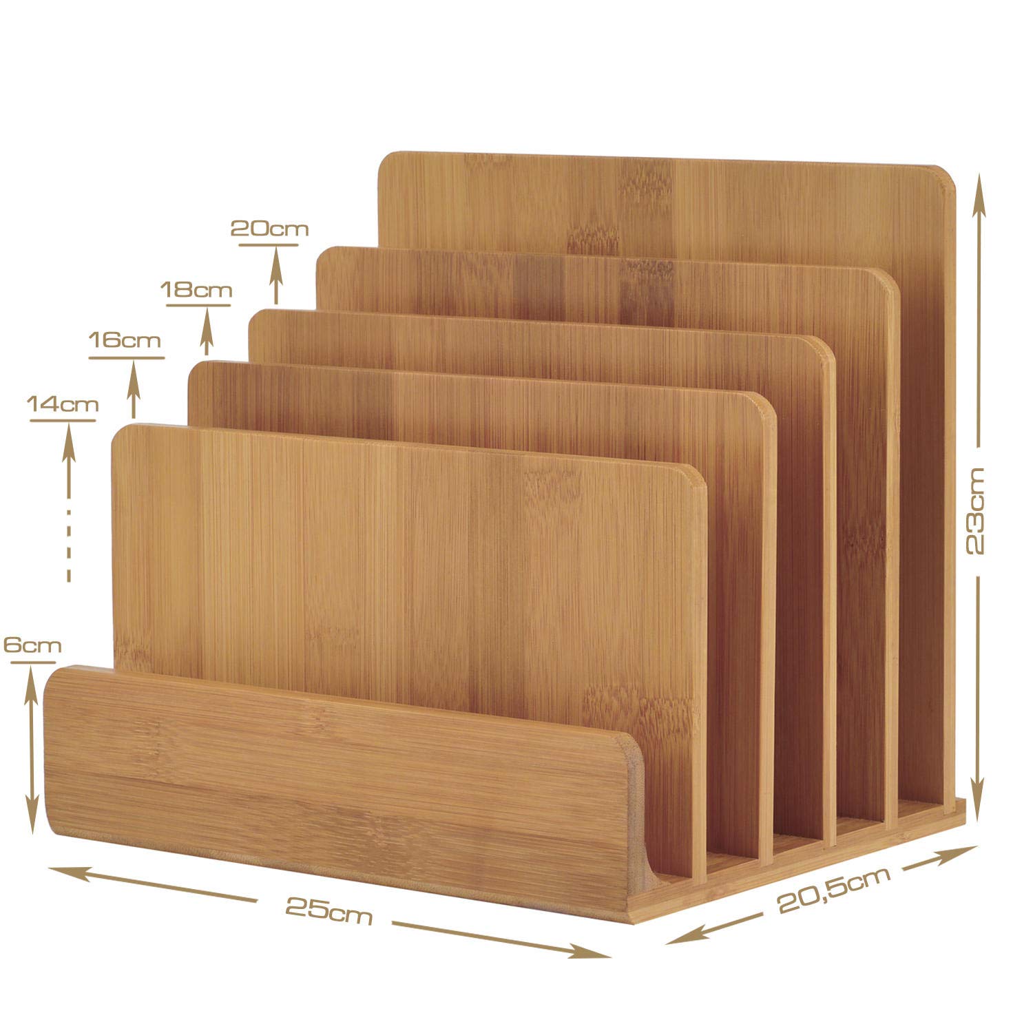 Dimono® Porte-revues et porte-documents Organisateur de bureau en bambou ; porte-documents, porte-courrier, casiers à papier Porte-revues pour la maison, le bureau, le cabinet médical