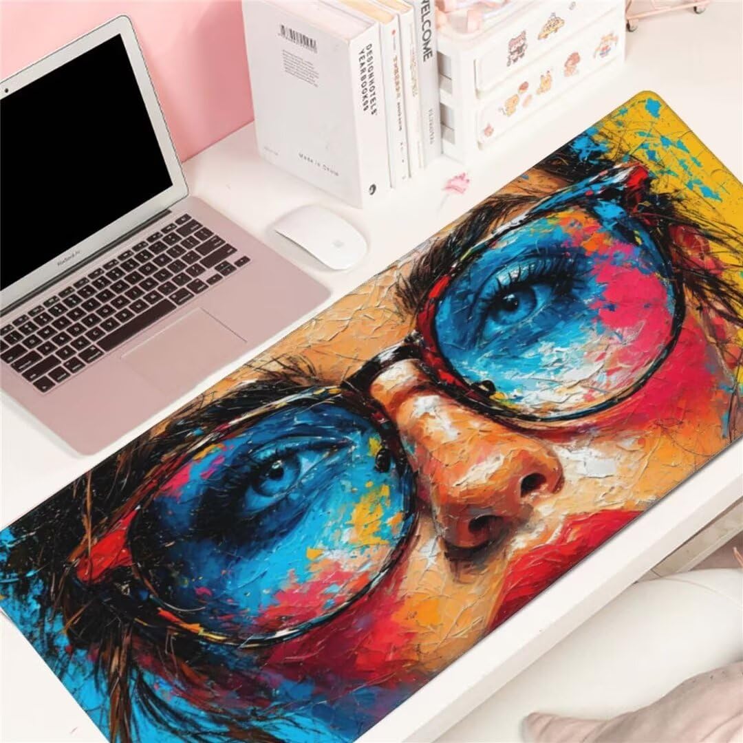 Alfombrilla de ratón 1400x600x3 MM, Alfombrilla Ratón XXL Extendida de Gran Tamaño con Bordes Cosidos, Base de Goma Antideslizante Almohadilla para Teclado, Mujeres Europeas S-10361