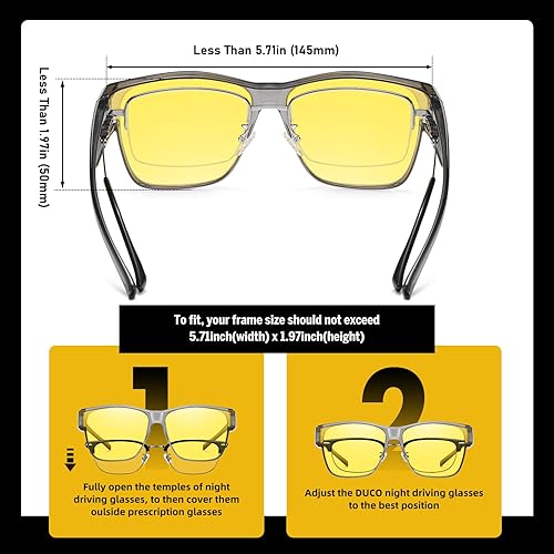 Miniatura 3 de DUCO Lentes de conducción de visión nocturna para hombres y mujeres, antirreflejos, polarizados, amarillos, lentes nocturnos, 8990Y, Lente de visión