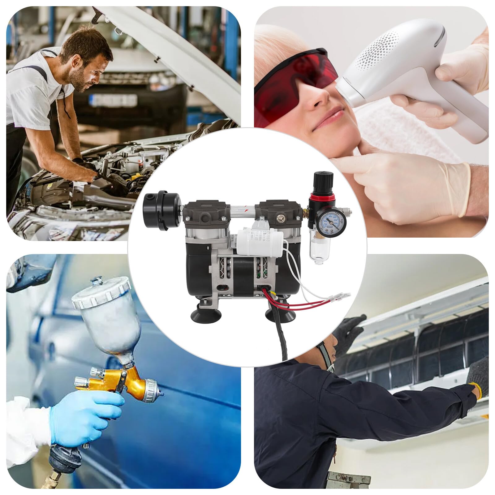 Bomba de vacío de laboratorio sin aceite, WFIETN 230 W, sin aceite, bomba de vacío para trabajos de pintura, reparaciones, capacidad de configuración 6uF
