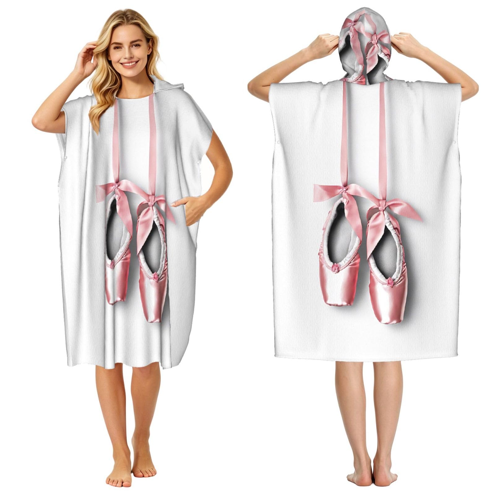 Poncho à capuche microfibre ballet pour femme idéal pour le surf et la plage en été