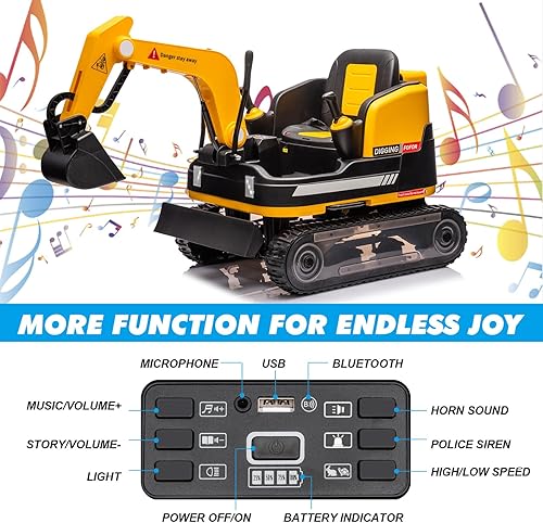 Miniatura 5 de JOYLDIAS Excavadora y excavadora giratoria de 360 grados, 12V12AH, retroexcavadora de juguete con ruedas de diseño de pista para todo terreno,