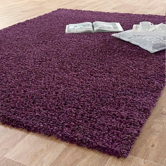 SmartLiving Soft Thick Luxury Modern Shaggy Rug Aubergine (200cm x 290cm (6ft 8" x 9ft 7"))
