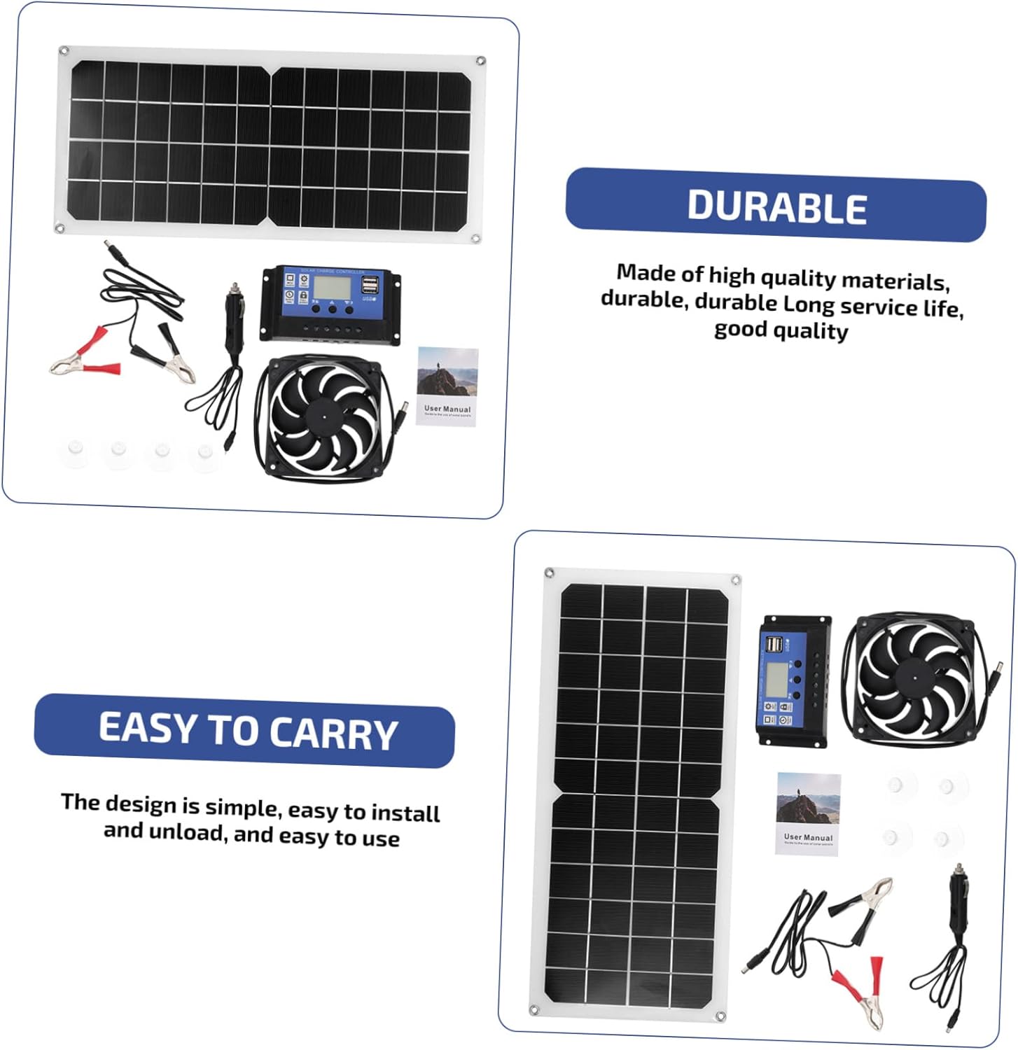 1set Solar Panel Powered Fan for Indoor Cooling and Ventilation for Pet Houses Greenhouses Rvs and Camping Summer Cooler No Batteries Needed