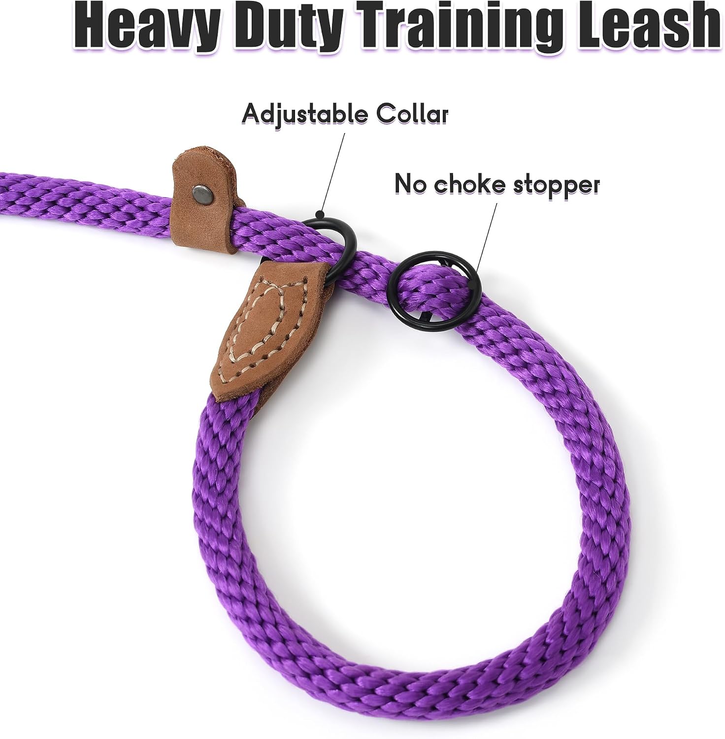 Mile High Life Heavy Duty Slip Lead No Pull Leash w Leather-Reinforced Ends image 2