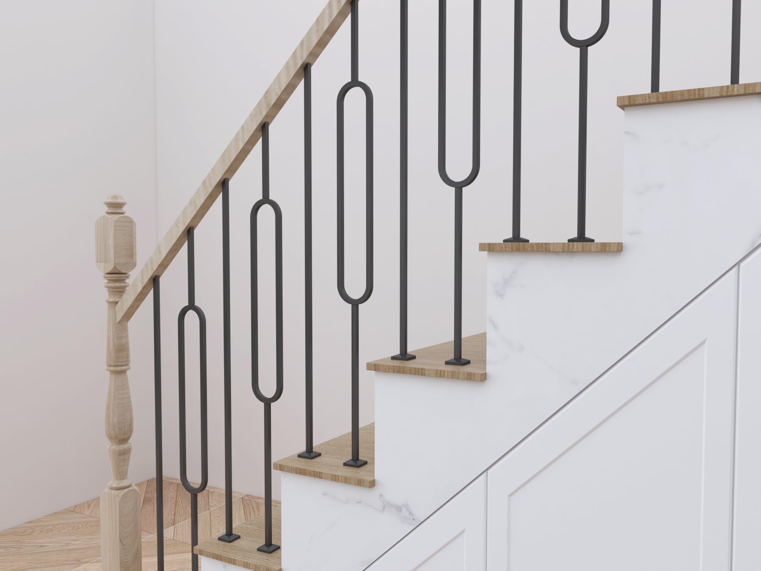 Stair Spindles 44 Inch Modern Iron Balusters 10-Pack - 44 Inch Oval ...
