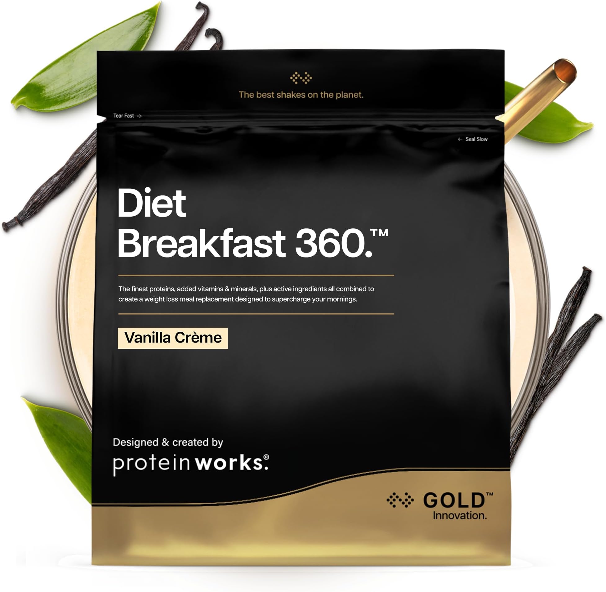 Protein Works | Diet Breakfast 360 - GOLD Innovation, On-the-Go Healthy Weight Loss Meal Replacement Shake, Added Caffeine, Low Sugar, Vanilla Crème, 36 Servings, 2kg